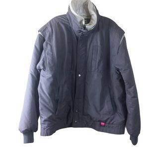 Vintage Obermeyer down ski jacket lavender grey zip front high collar size large